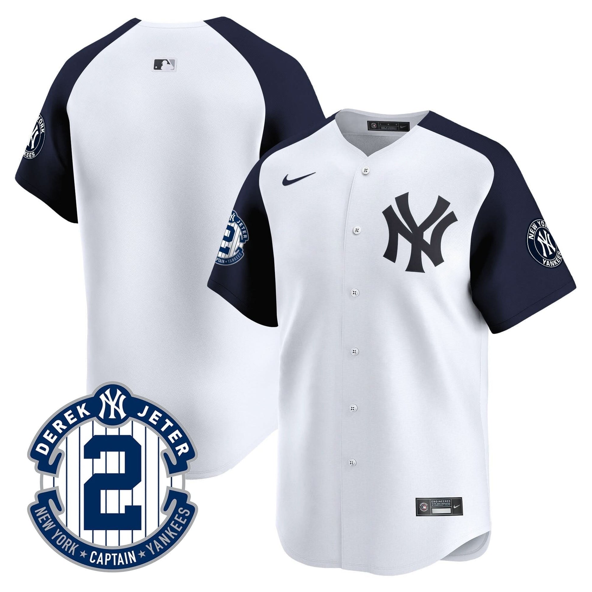 Men's Yankees Derek Jeter Patch Vapor Premier Limited Jersey - All Stitched