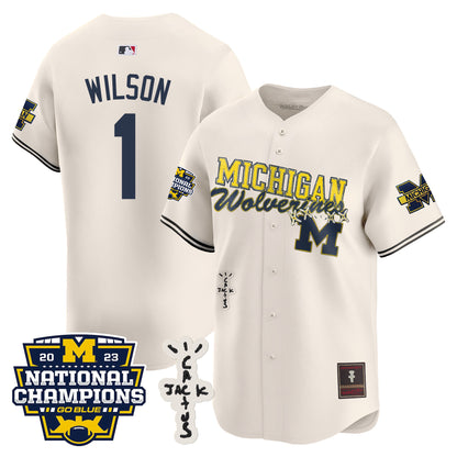 Michigan Wolverines Cactus Jack Champions Baseball Jersey - All Stitched