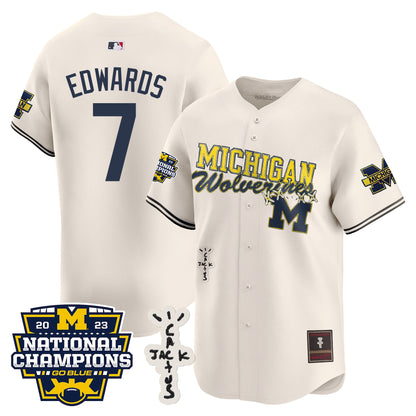 Michigan Wolverines Cactus Jack Champions Baseball Jersey - All Stitched