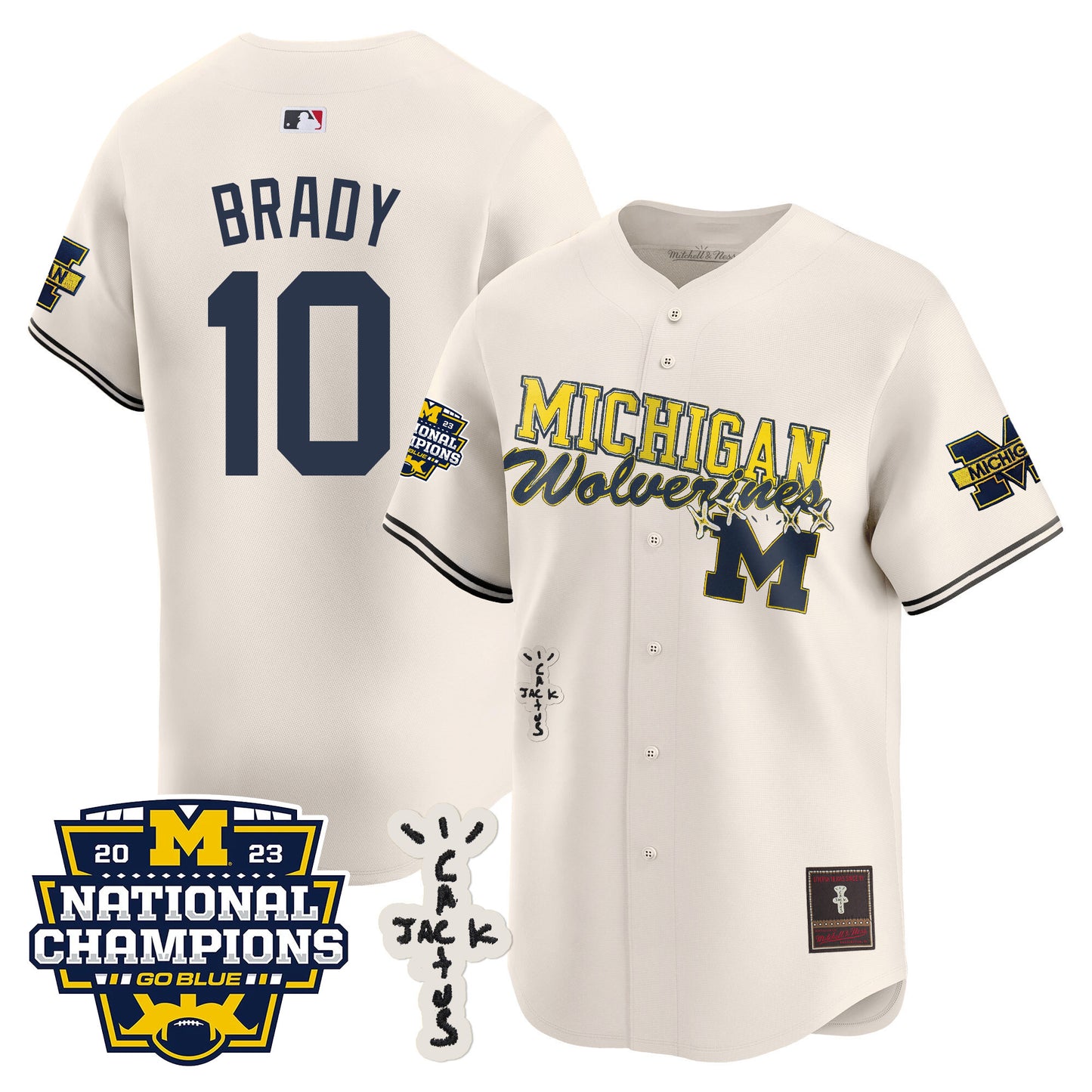 Michigan Wolverines Cactus Jack Champions Baseball Jersey - All Stitched