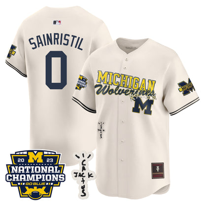 Michigan Wolverines Cactus Jack Champions Baseball Jersey - All Stitched