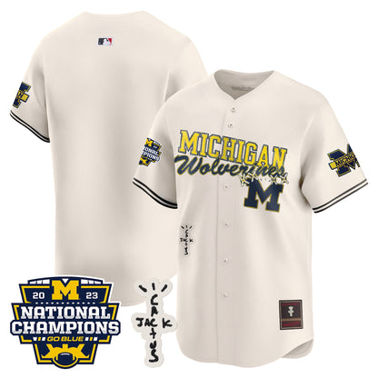 Michigan Wolverines Cactus Jack Champions Baseball Jersey - All Stitched