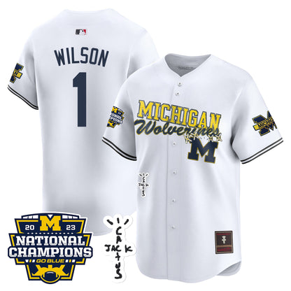 Michigan Wolverines Cactus Jack Champions Baseball Jersey - All Stitched