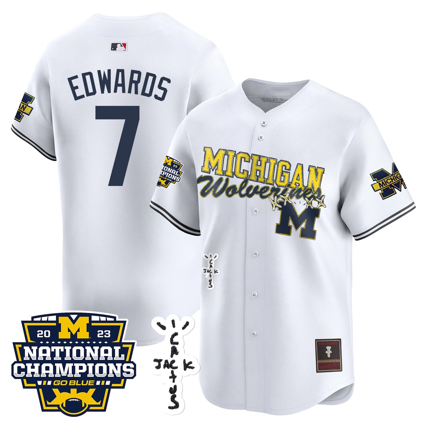 Michigan Wolverines Cactus Jack Champions Baseball Jersey - All Stitched