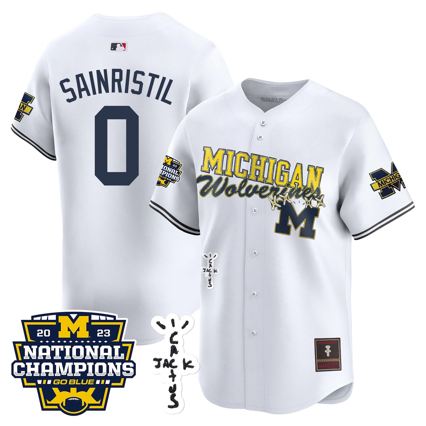 Michigan Wolverines Cactus Jack Champions Baseball Jersey - All Stitched