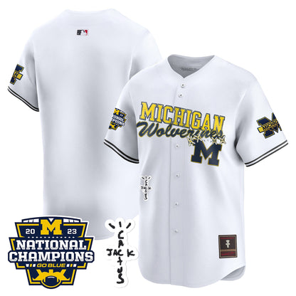 Michigan Wolverines Cactus Jack Champions Baseball Jersey - All Stitched