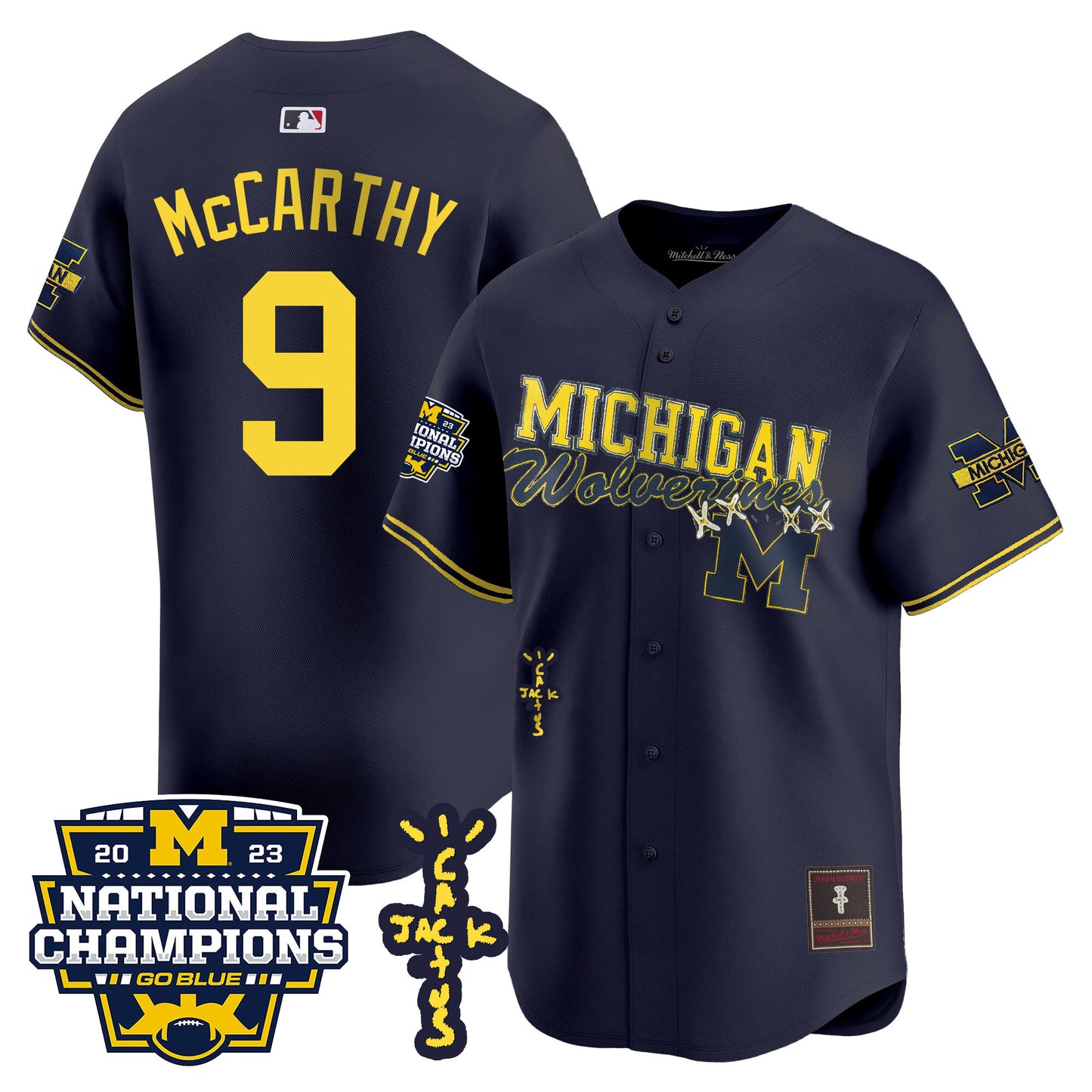 Michigan Wolverines Cactus Jack Champions Baseball Jersey - All Stitched