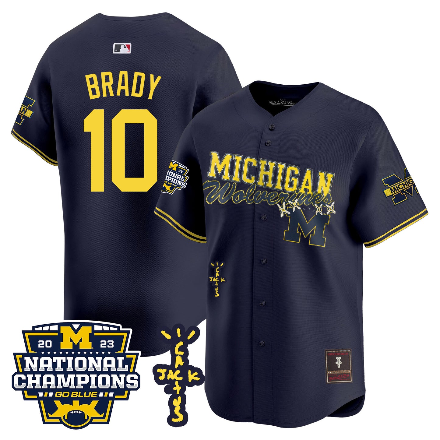 Michigan Wolverines Cactus Jack Champions Baseball Jersey - All Stitched