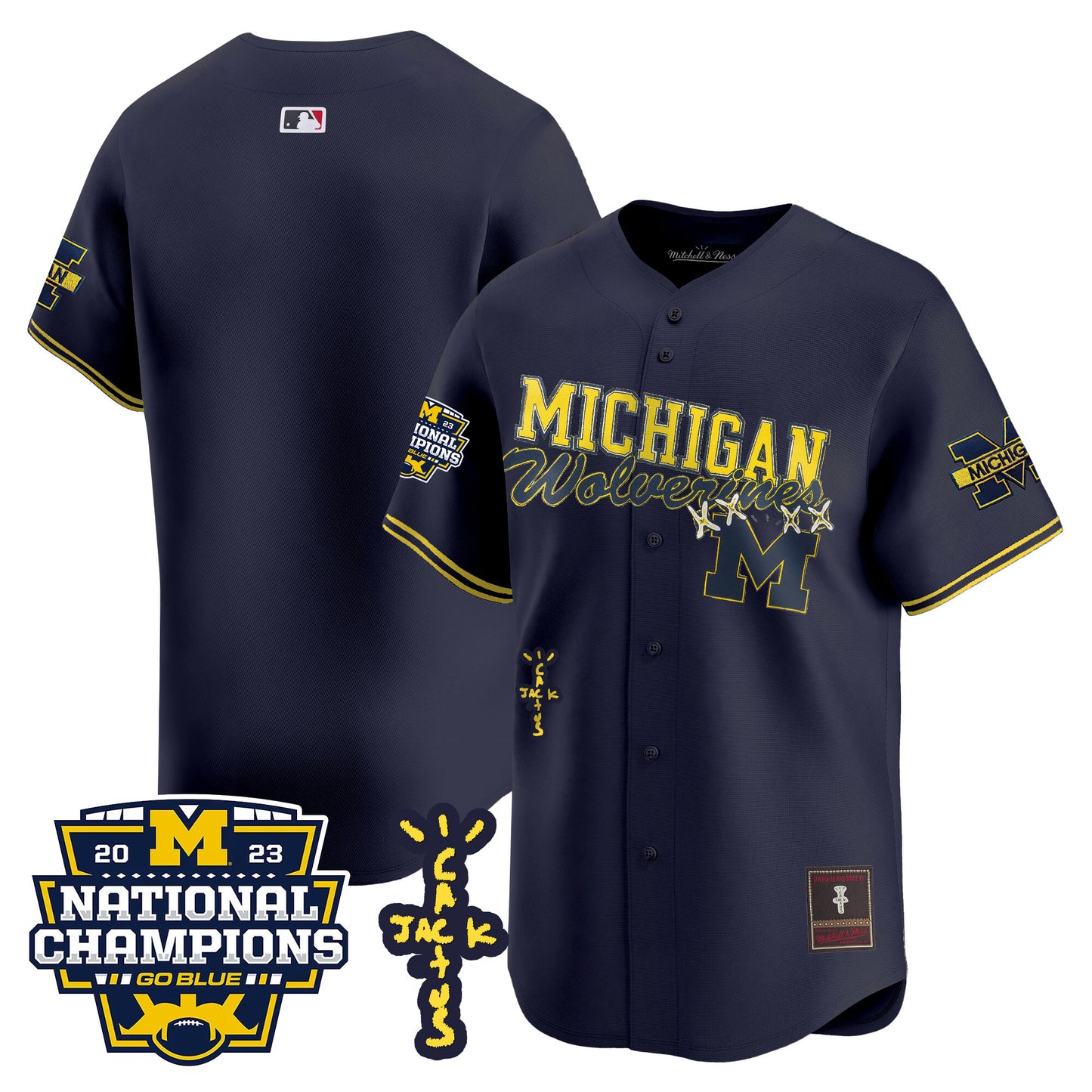 Michigan Wolverines Cactus Jack Champions Baseball Jersey - All Stitched