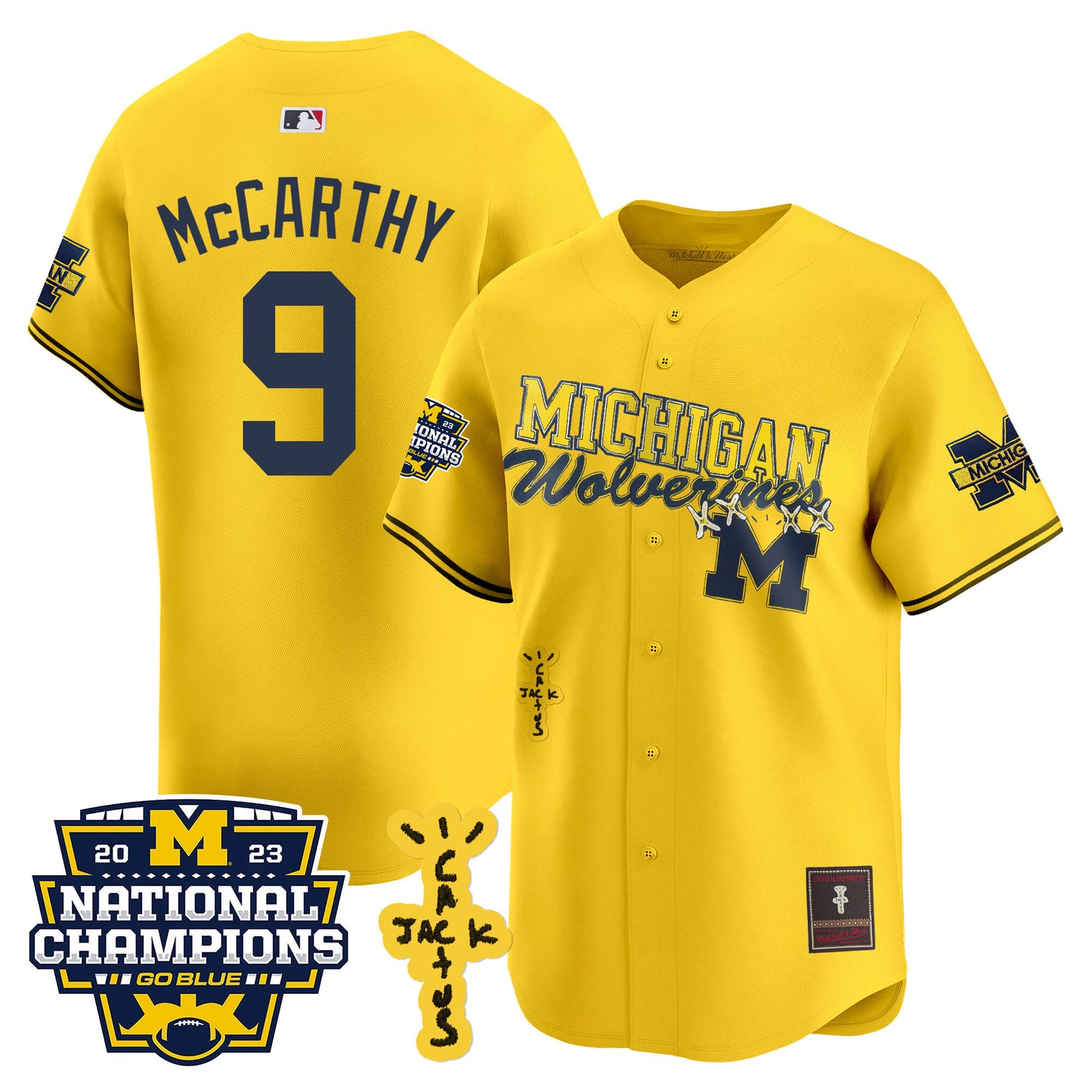 Michigan Wolverines Cactus Jack Champions Baseball Jersey - All Stitched