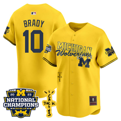 Michigan Wolverines Cactus Jack Champions Baseball Jersey - All Stitched