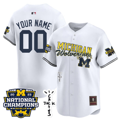 Michigan Wolverines Cactus Jack Champions Baseball Custom Jersey - All Stitched