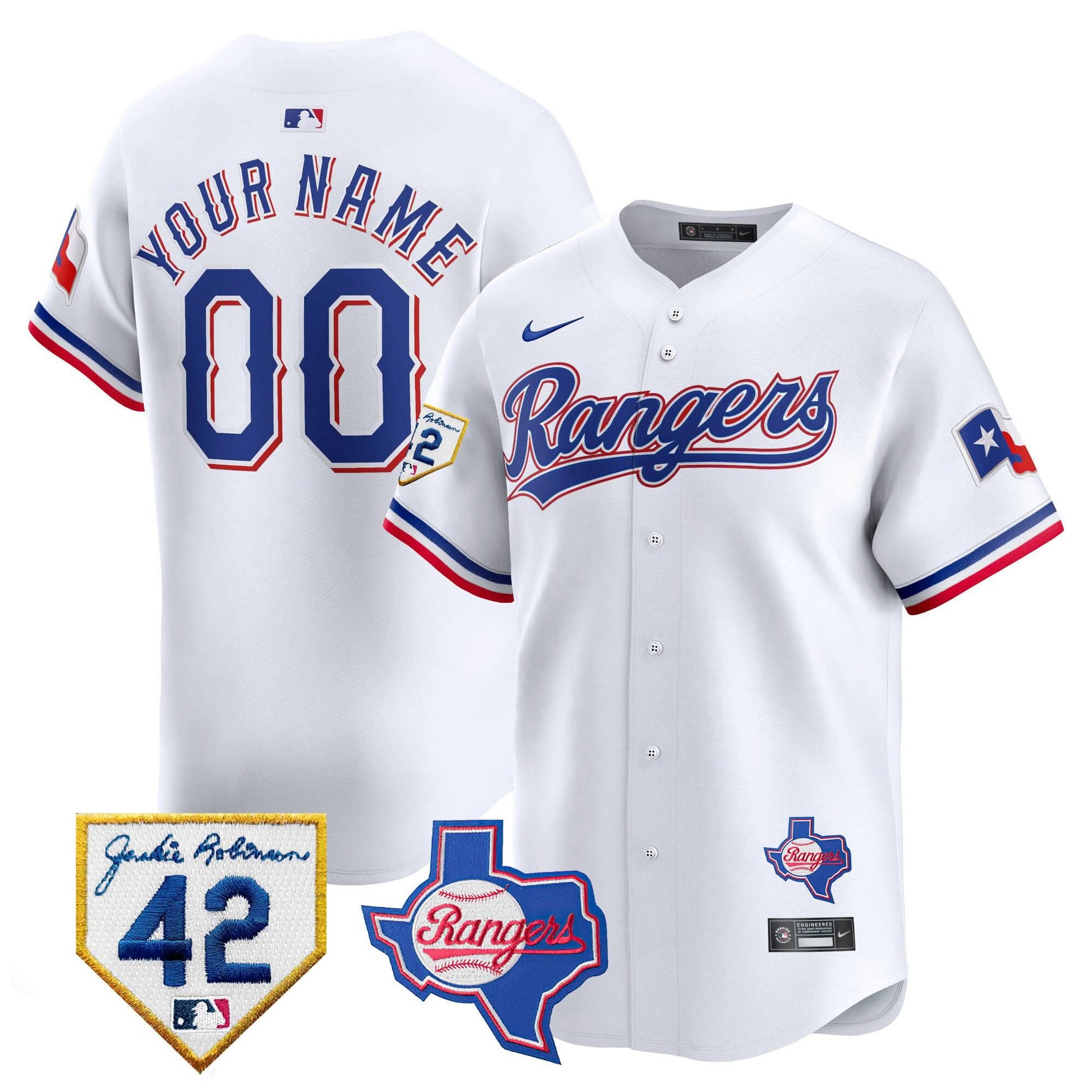 Texas Rangers 2024 Jackie Robinson Patch Vapor Premier Limited Custom Jersey - All Stitched