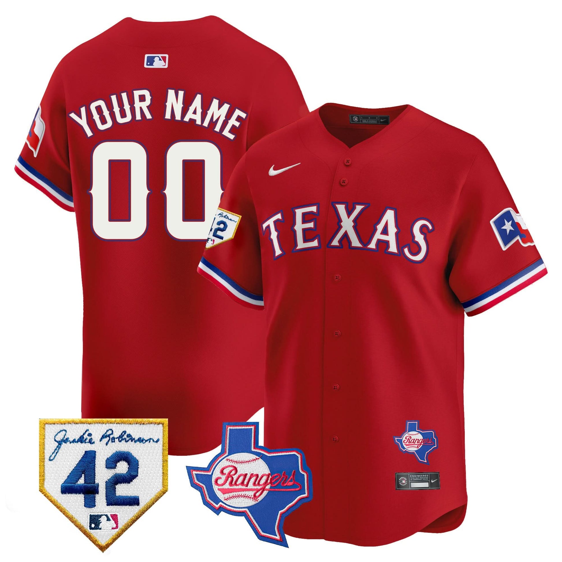 Texas Rangers 2024 Jackie Robinson Patch Vapor Premier Limited Custom Jersey - All Stitched