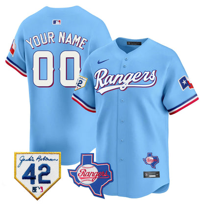 Texas Rangers 2024 Jackie Robinson Patch Vapor Premier Limited Custom Jersey - All Stitched