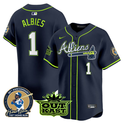 Atlanta Braves Atliens & Hank Aaron Patch Vapor Premier Limited Jersey - All Stitched