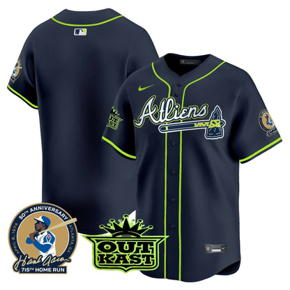 Atlanta Braves Atliens & Hank Aaron Patch Vapor Premier Limited Jersey - All Stitched