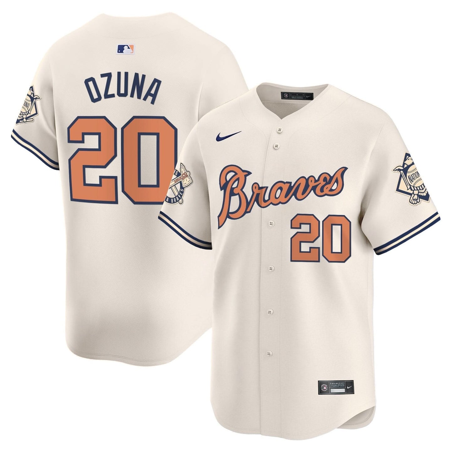 Atlanta Braves Peaches n' Cream Vapor Premier Limited Jersey - All Stitched