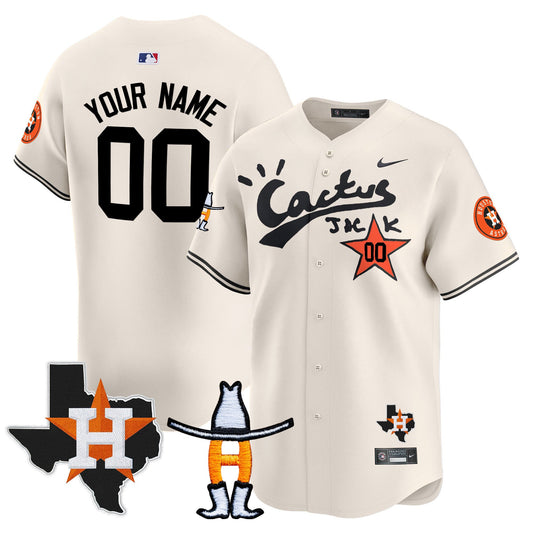 Houston Astros Cactus Jack Houston Rodeo Patch Vapor Premier Limited Custom Jersey - All Stitched