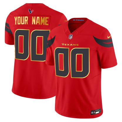 Houston Texans 2024 Gold Trim Vapor Limited Custom Jersey - All Stitched