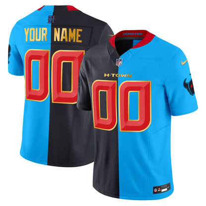 Houston Texans 2024 Gold Trim Vapor Limited Custom Jersey - All Stitched