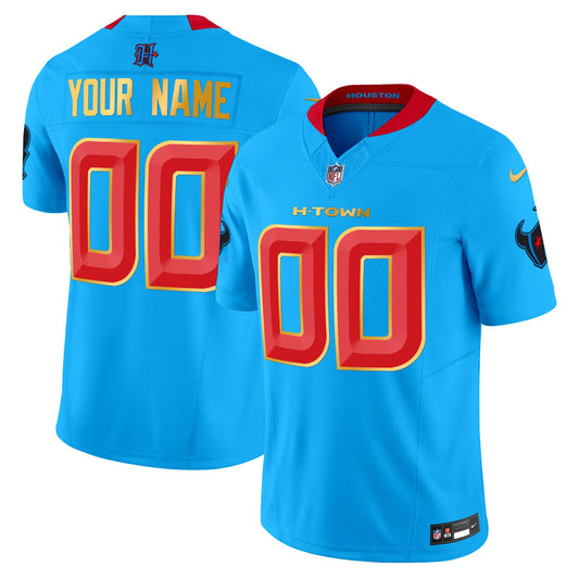 Houston Texans 2024 Gold Trim Vapor Limited Custom Jersey - All Stitched