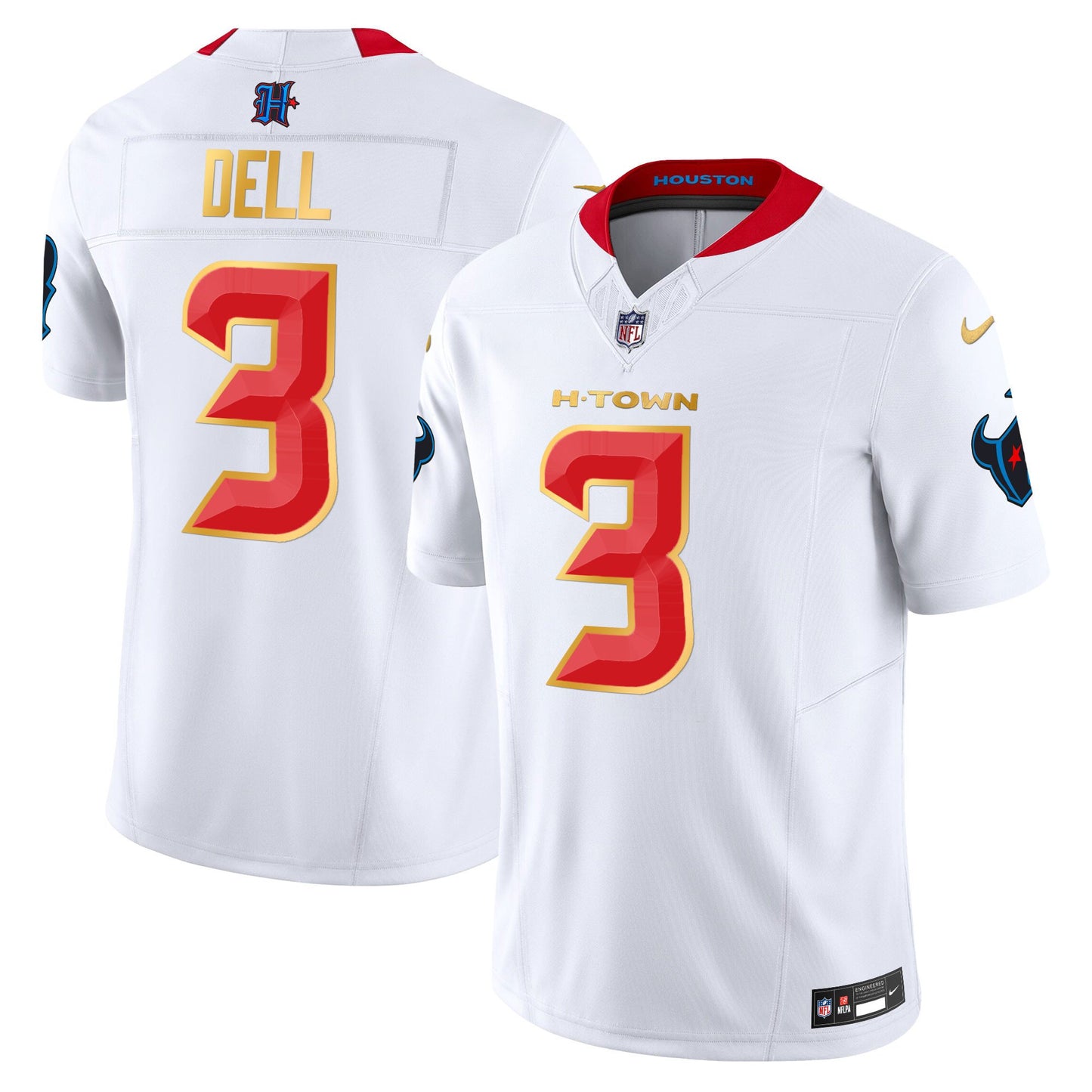 Houston Texans 2024 Gold Trim Vapor Limited Jersey - All Stitched