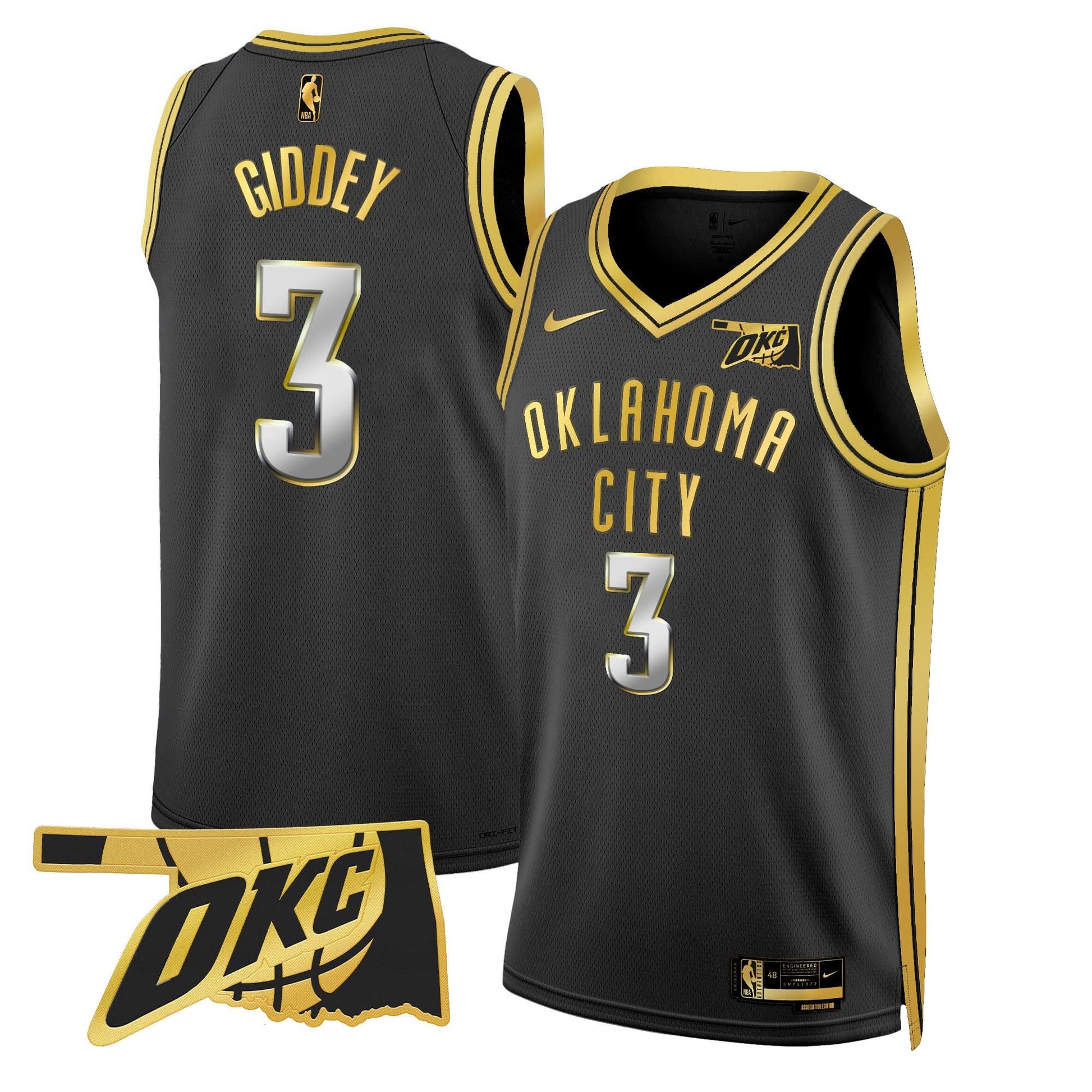 Men's Oklahoma City Thunder Swingman Jersey - Oklahoma Patch - All Stitched