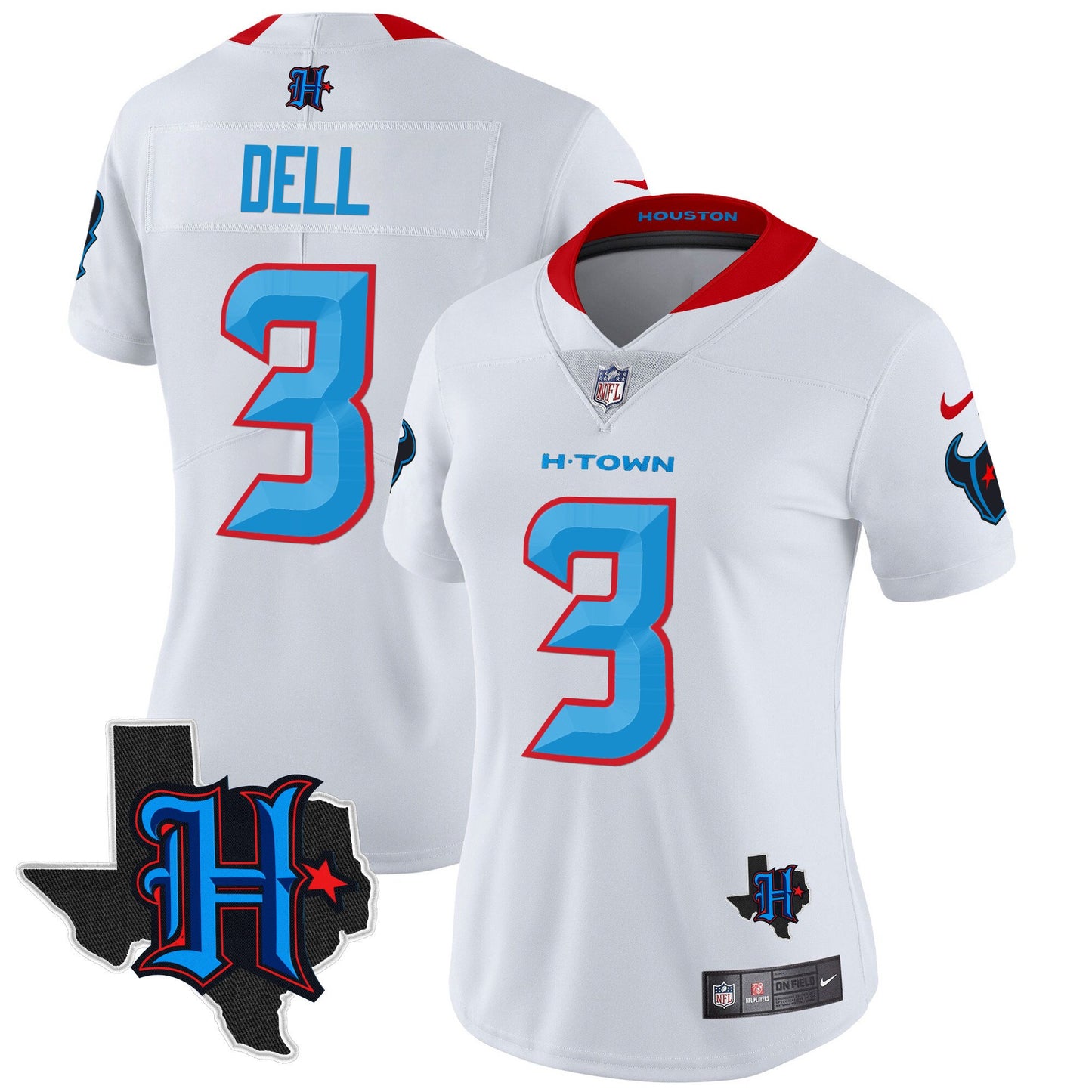 Women's Houston Texans 2024 Texas Patch Vapor Limited Jersey V2 - All Stitched