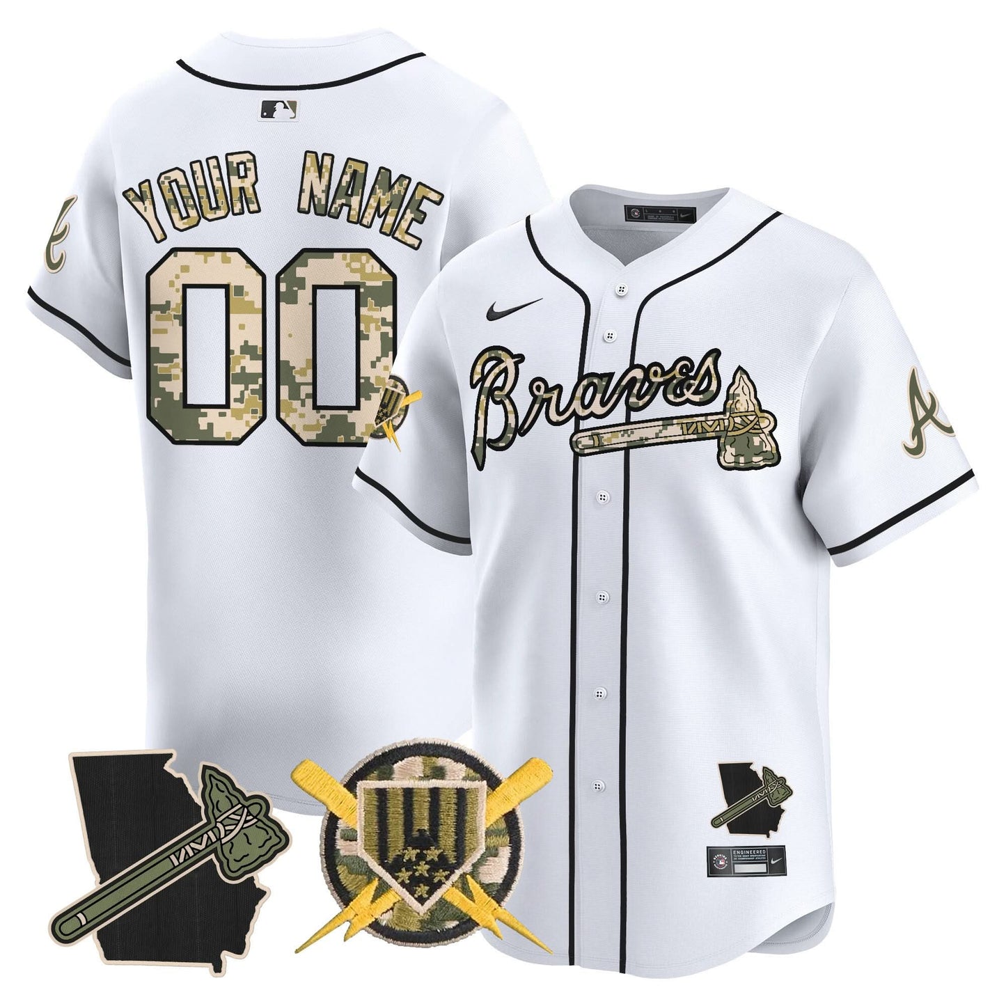 Atlanta Braves Armed Forces Day Vapor Premier Limited Custom Jersey - All Stitched