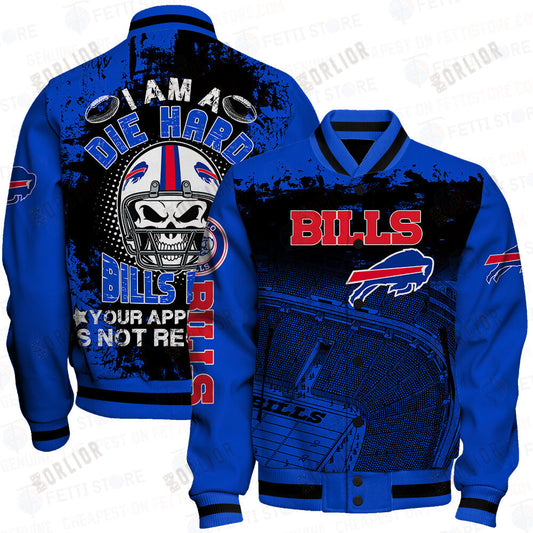 Buffalo Bills Skull Helmet Halloween Pattern Varsity Jacket
