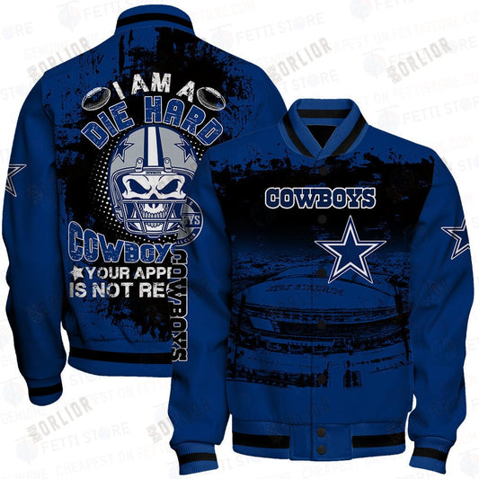 Dallas Cowboys Skull Helmet Halloween Pattern Varsity Jacket
