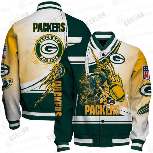 Green Bay Packers American Football League Pattern Varsity Jacket SH1 V3