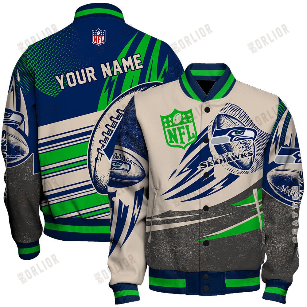 Seattle Seahawks - National Football League Customized AOP Varsity Jacket V10