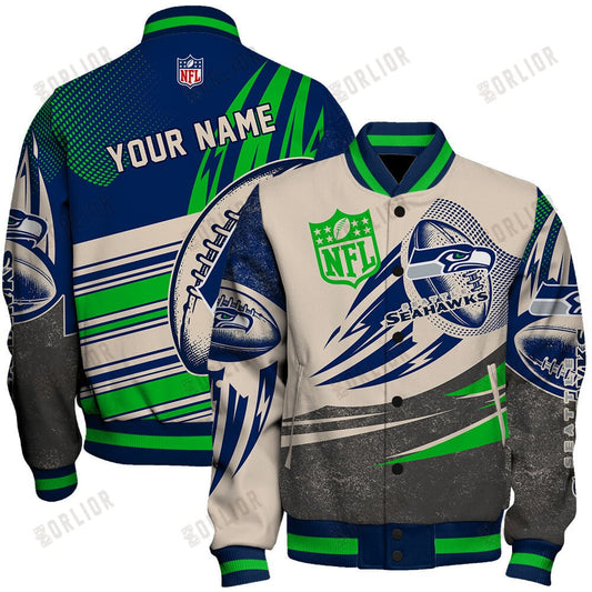 Seattle Seahawks - National Football League Customized AOP Varsity Jacket V10