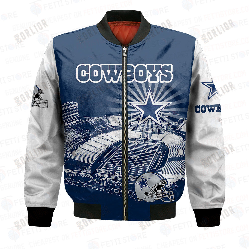 Dallas Cowboy National Football League Stadium Pattern 3D Bomber Jacket