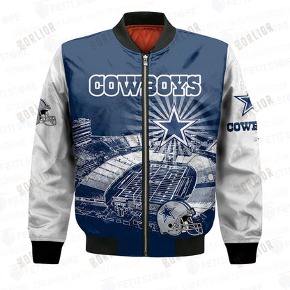 Dallas Cowboy National Football League Stadium Pattern 3D Bomber Jacket