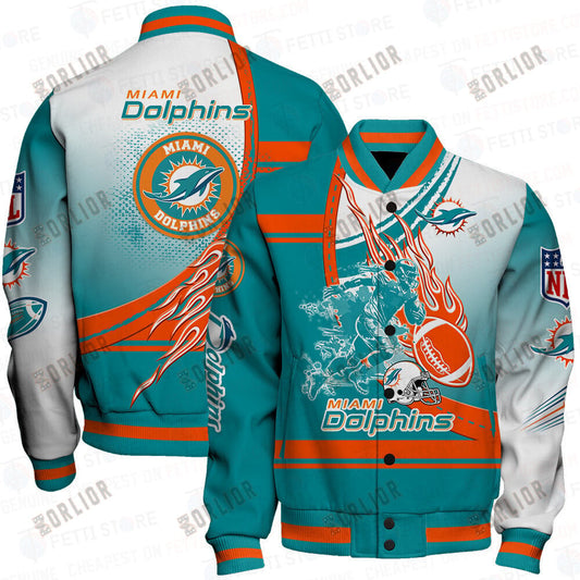 Miami Dolphins American Football League Pattern Varsity Jacket SH1 V3
