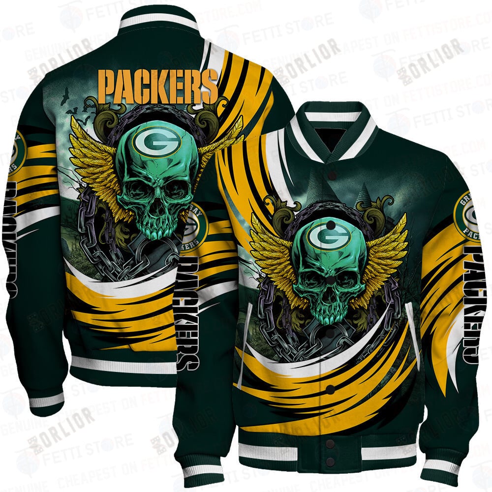 Green Bay Packers Halloween Magic Pattern Varsity Jacket
