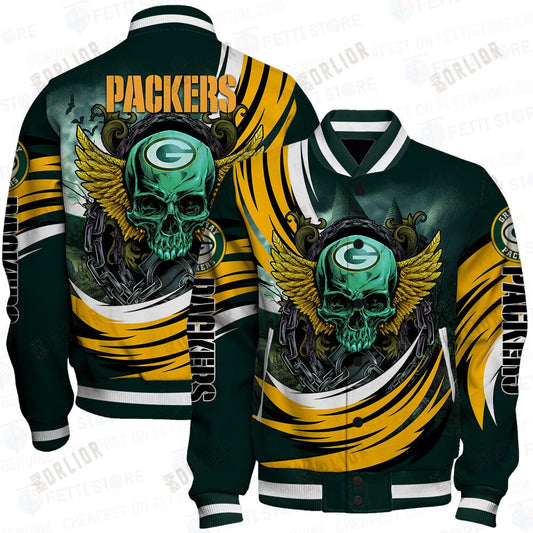 Green Bay Packers Halloween Magic Pattern Varsity Jacket