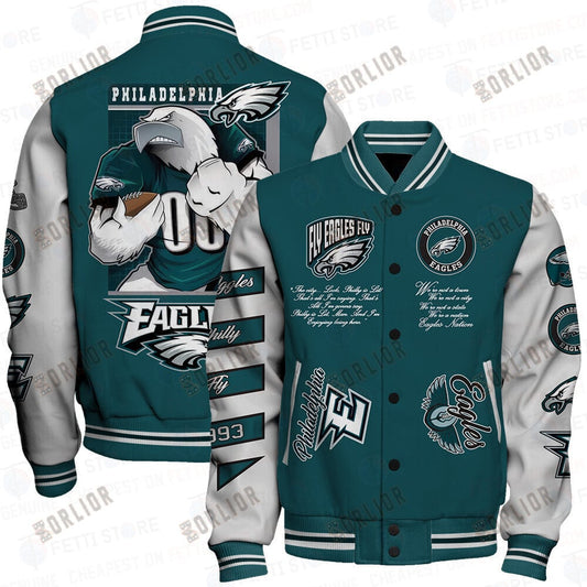 Philadelphia Eagles Off - White Style Pattern Varsity Jacket STM