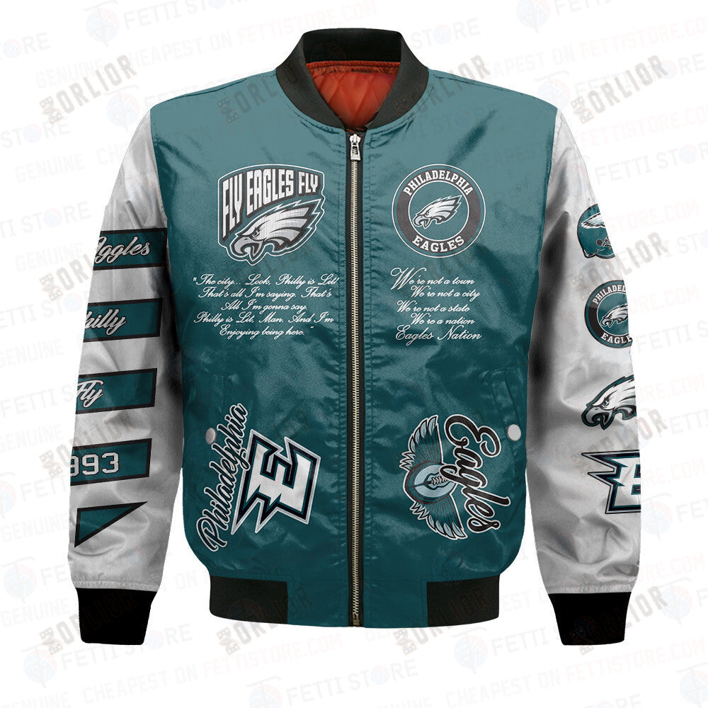 Philadelphia Eagles Off - White Style Pattern AOP Bomber Jacket STM