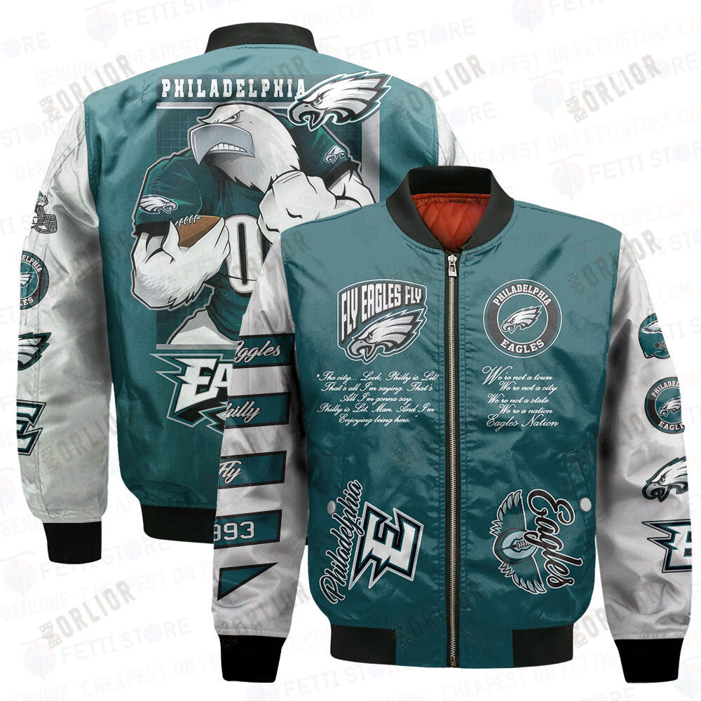 Philadelphia Eagles Off - White Style Pattern AOP Bomber Jacket STM