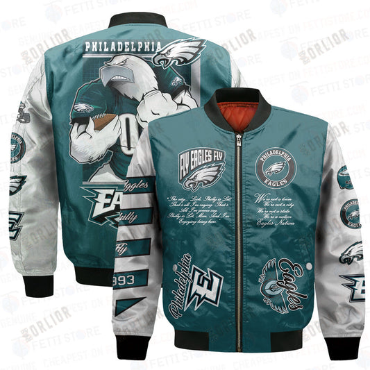 Philadelphia Eagles Off - White Style Pattern AOP Bomber Jacket STM