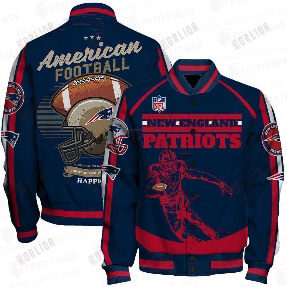 New England Patriots National Football League Print Varsity Jacket STM V3