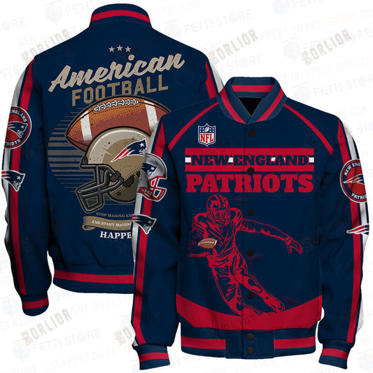 New England Patriots National Football League Print Varsity Jacket STM V3