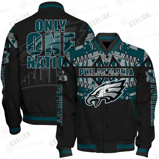 Philadelphia Eagles Only One Nation Print Varsity Jacket