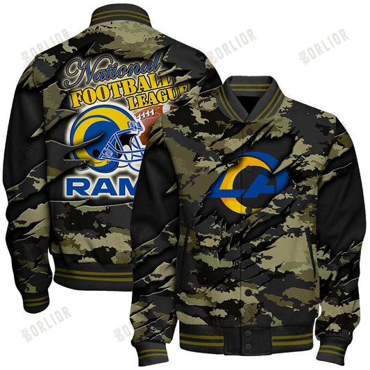 Los Angeles Rams Black Camo Pattern National Football League Varsity Jacket