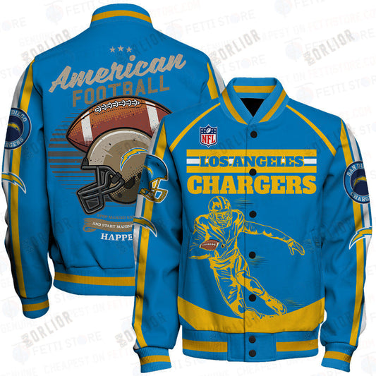 Los Angeles Chargers National Football League Print Varsity Jacket STM V3
