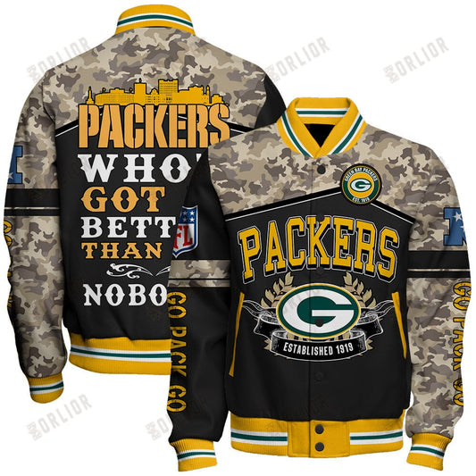Green Bay Packers Go Pack Go National Football League Print Varsity Jacket